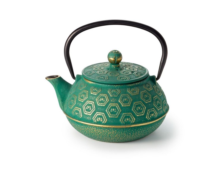 iron teapot green- gold 800ml