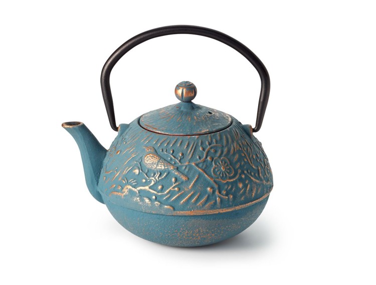 iron teapot light blue 650ml